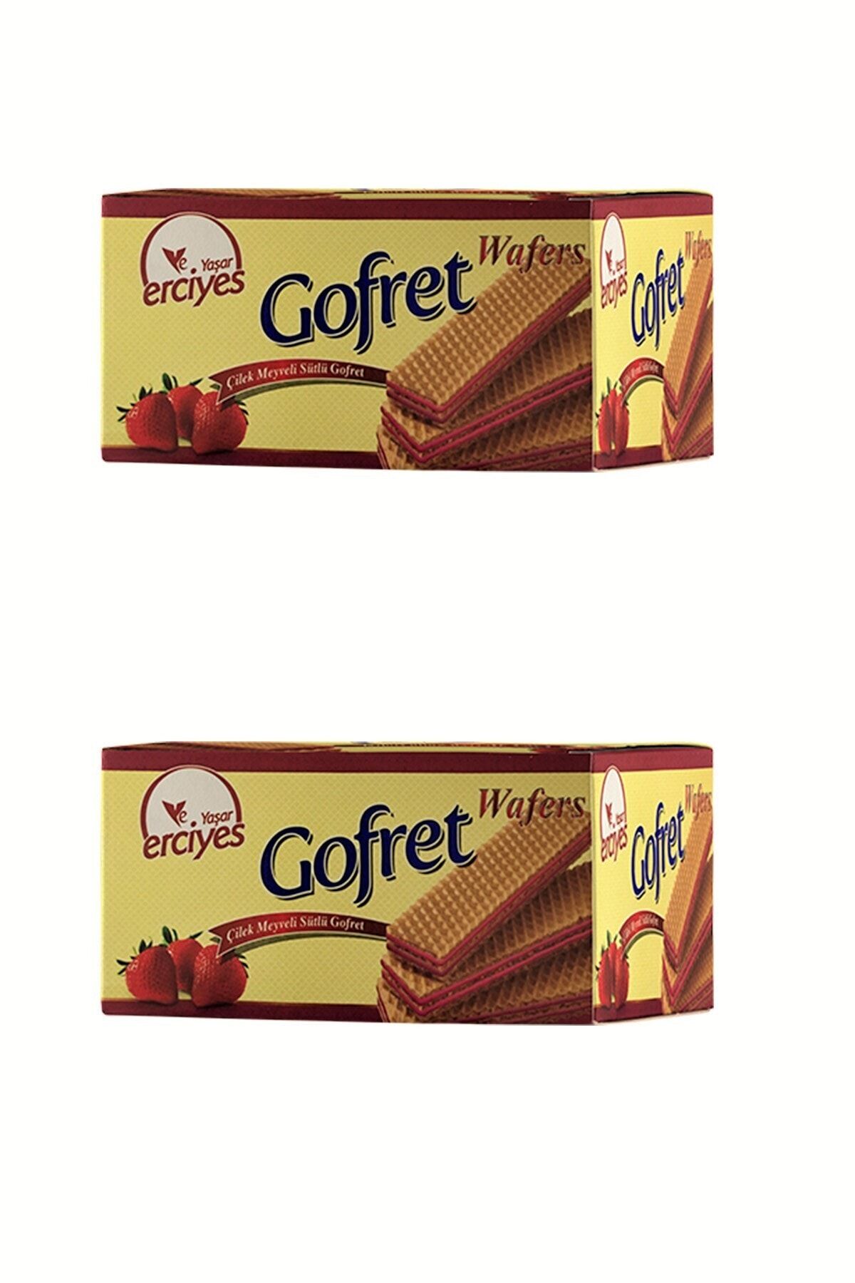 Yaşar Erciyes Çilek Aromalı Sütlü Gofret 480 Gr *2 ( 2 Paket )