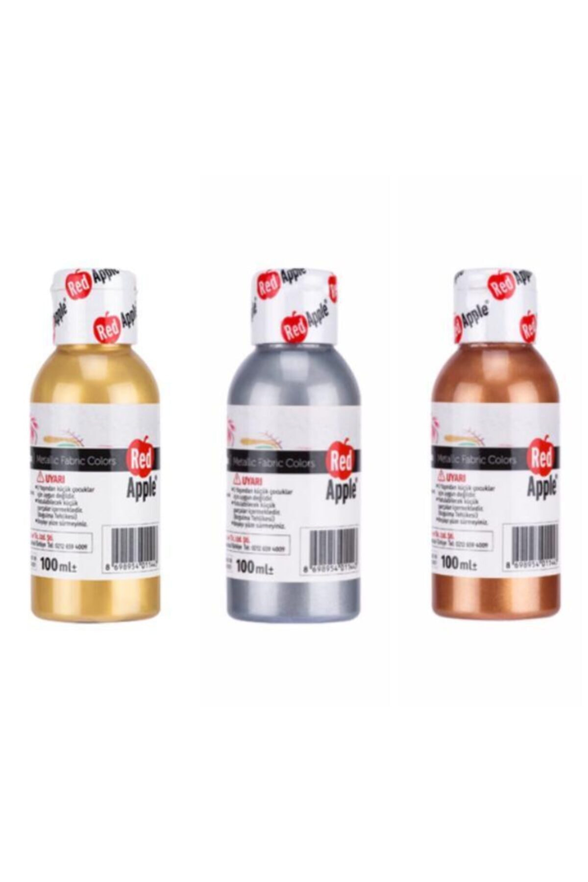 Red Apple Metalik Kumaş Boyası Seti 3 Renk X 100 ml. Set