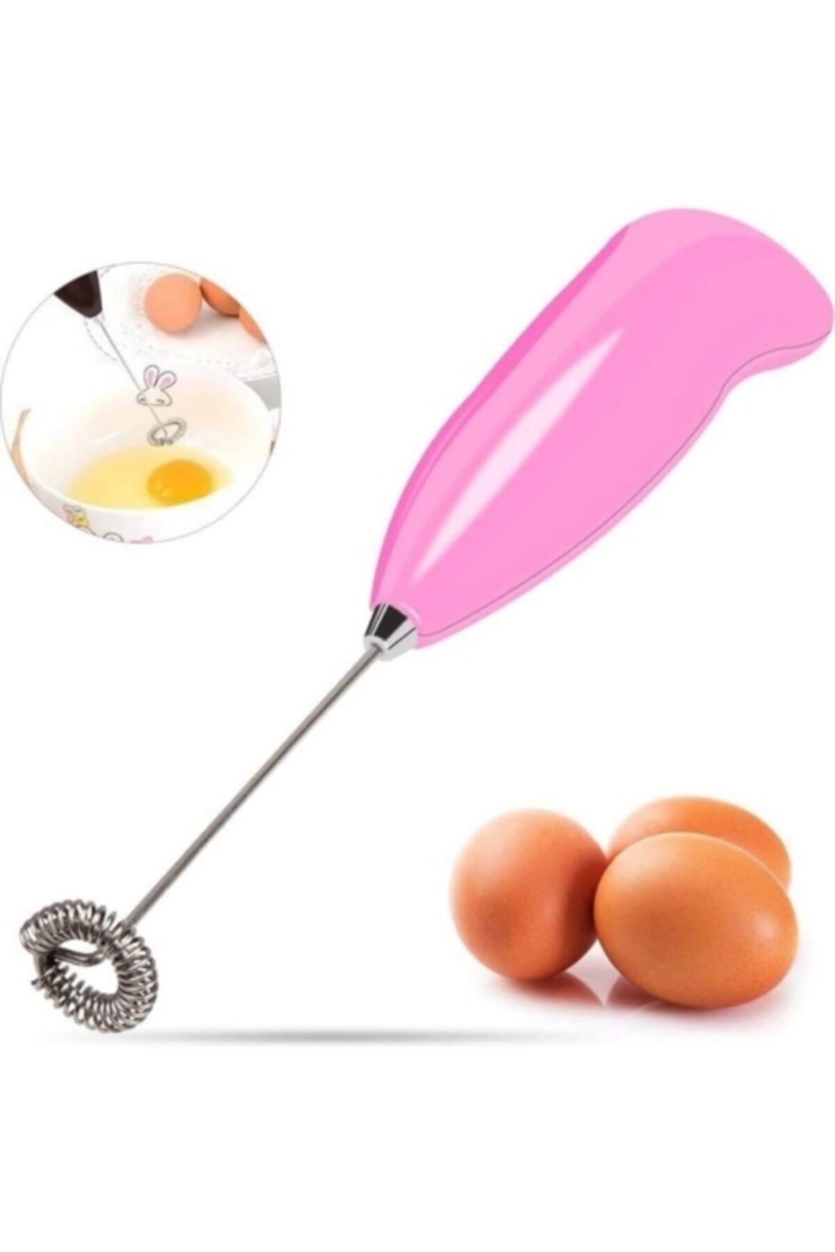 LOVYCO Coffee Whisk Pilli Çırpıcı Mini Pembe Mixer