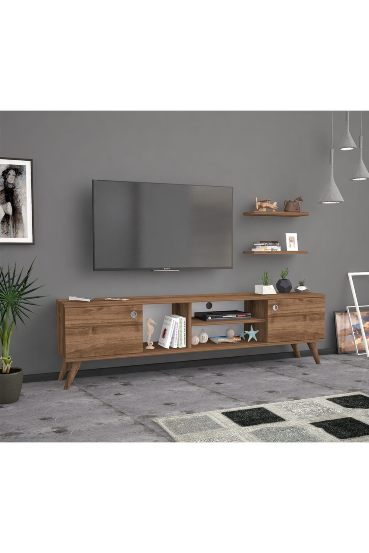 ankara mobilya bena mobilya benan ceviz 180 cm tv sehpasi tv unitesi fiyati yorumlari trendyol