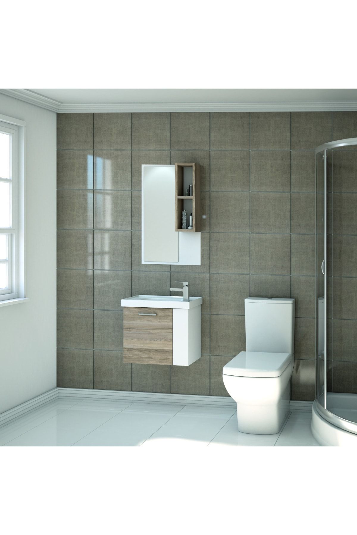 DENKO Step 50 Cm Banyo Dolabı Takımı