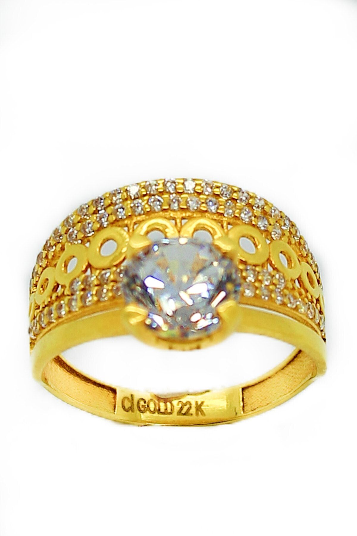 CiGOLD 22 Ayar Alyanslı Tektaş Yüzük 16k2yzk0437054909