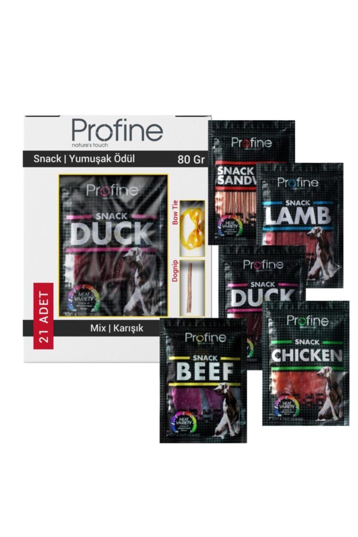 Profine Snack Karışık Yumuşak Köpek Ödülü 21x80 gr