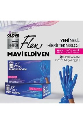Flex Mavi Pudrasız Eldiven 100 Lü Small Image 1
