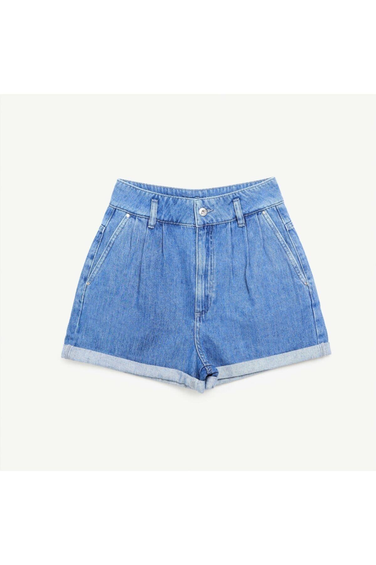 Yargıcı Yüksek Bel Denim Şort