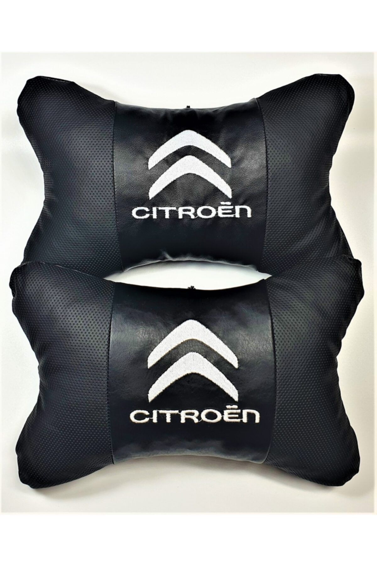BsElektronik Citroen Papyon Yastık - Boyun Yastığı - Deri Yastık Beyaz Logolu