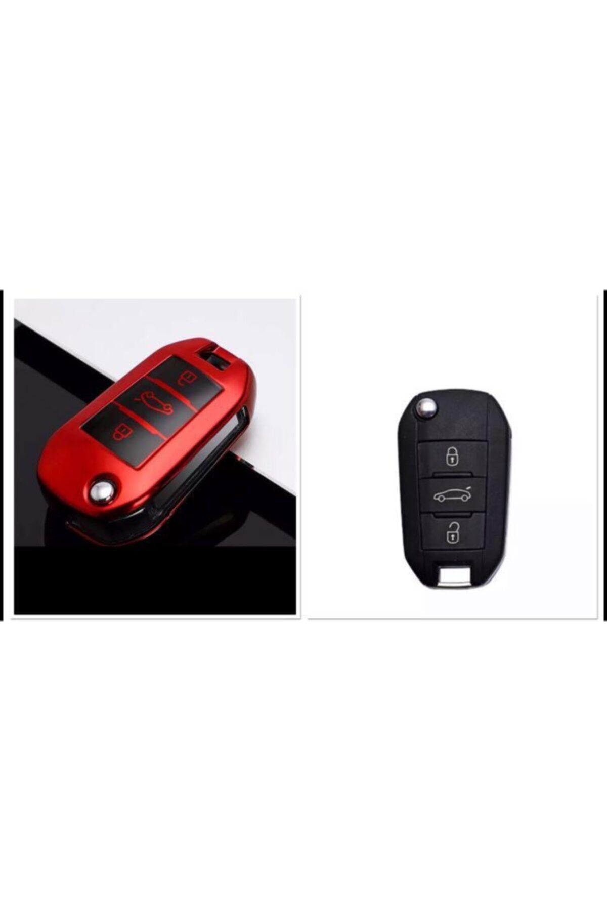 Peugeot 301 Peugeot 208 308 301 3008 5008 Parlak Anahtar Koruma Kılıfı Kırmızı Renk Uyumlu Model Resimde Mevcut