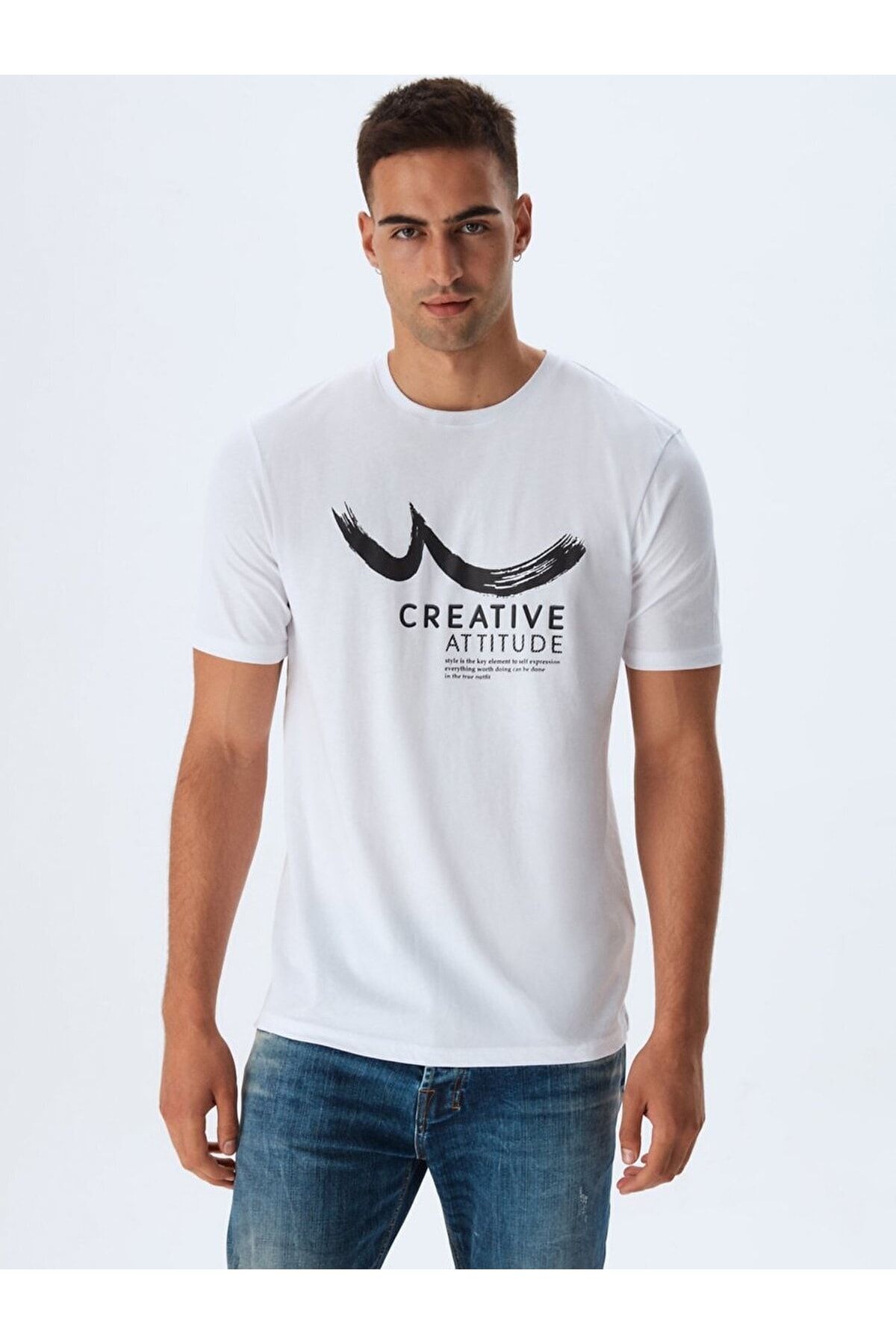 with White Logo - Neck Round Ltb T-shirt Trendyol