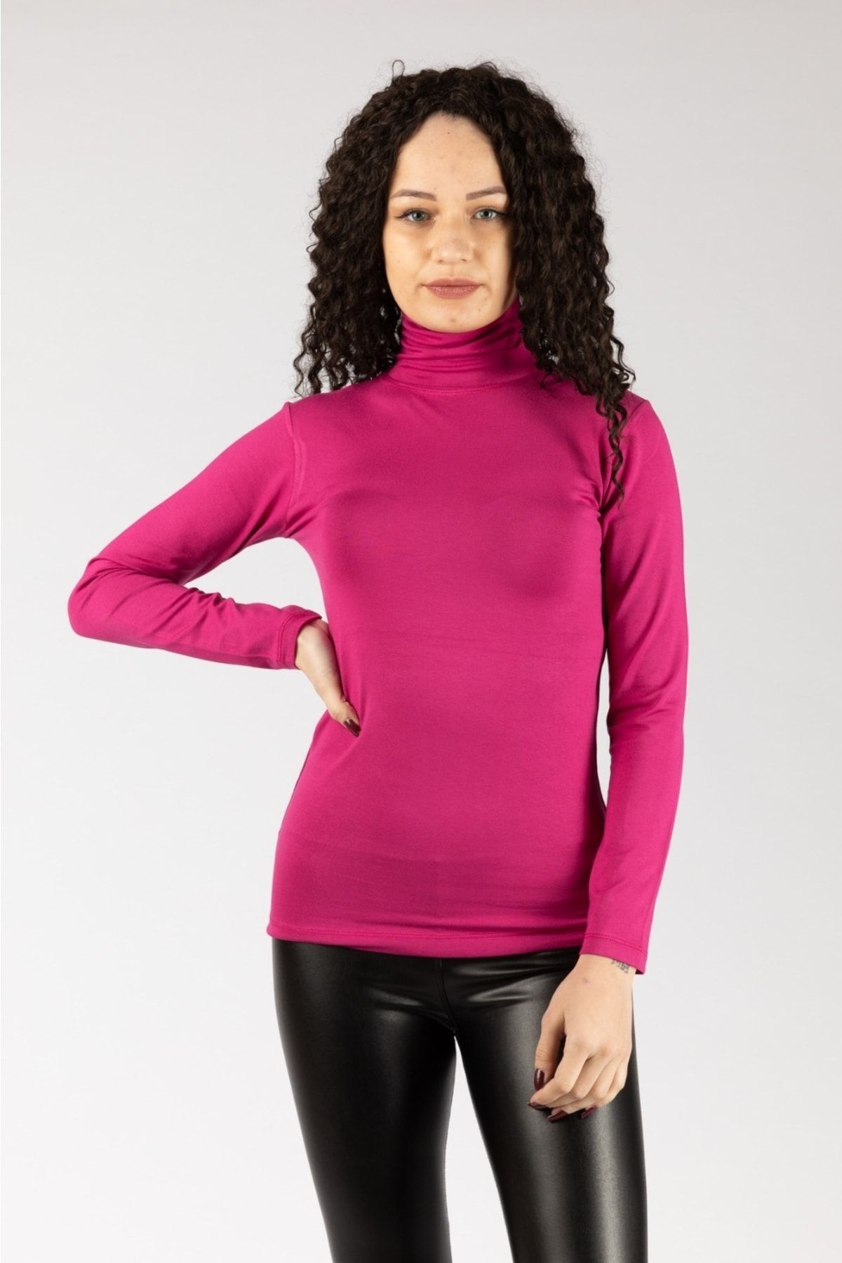 Women's cotton spandex turtleneck top