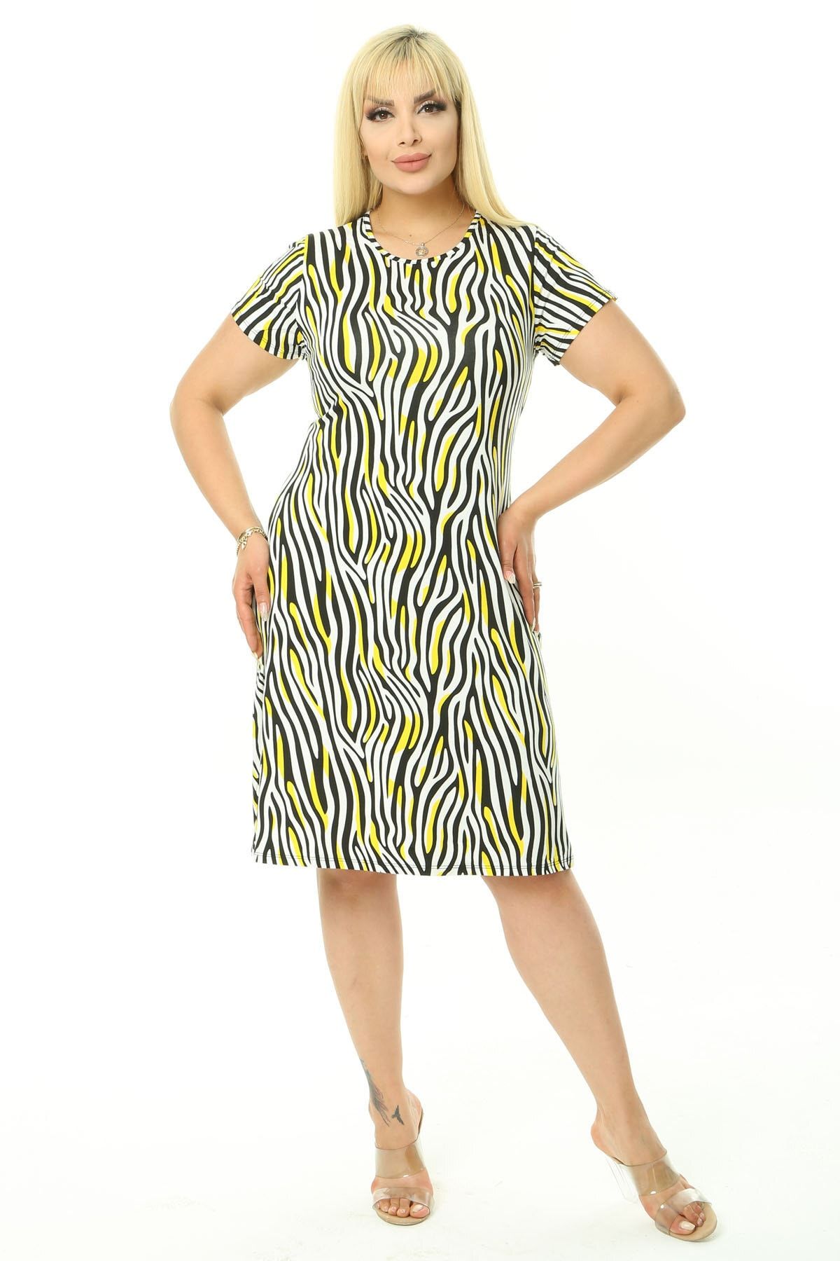 Yellow and black zebra print dress hot sale