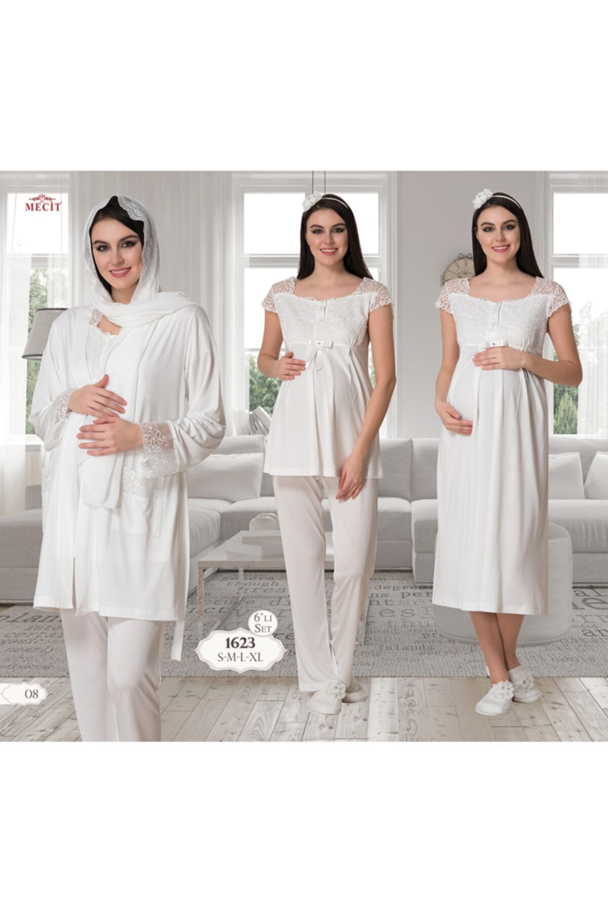 Mecit 1623 Hamile Lohusa Pijama Gecelik 7 Li Set