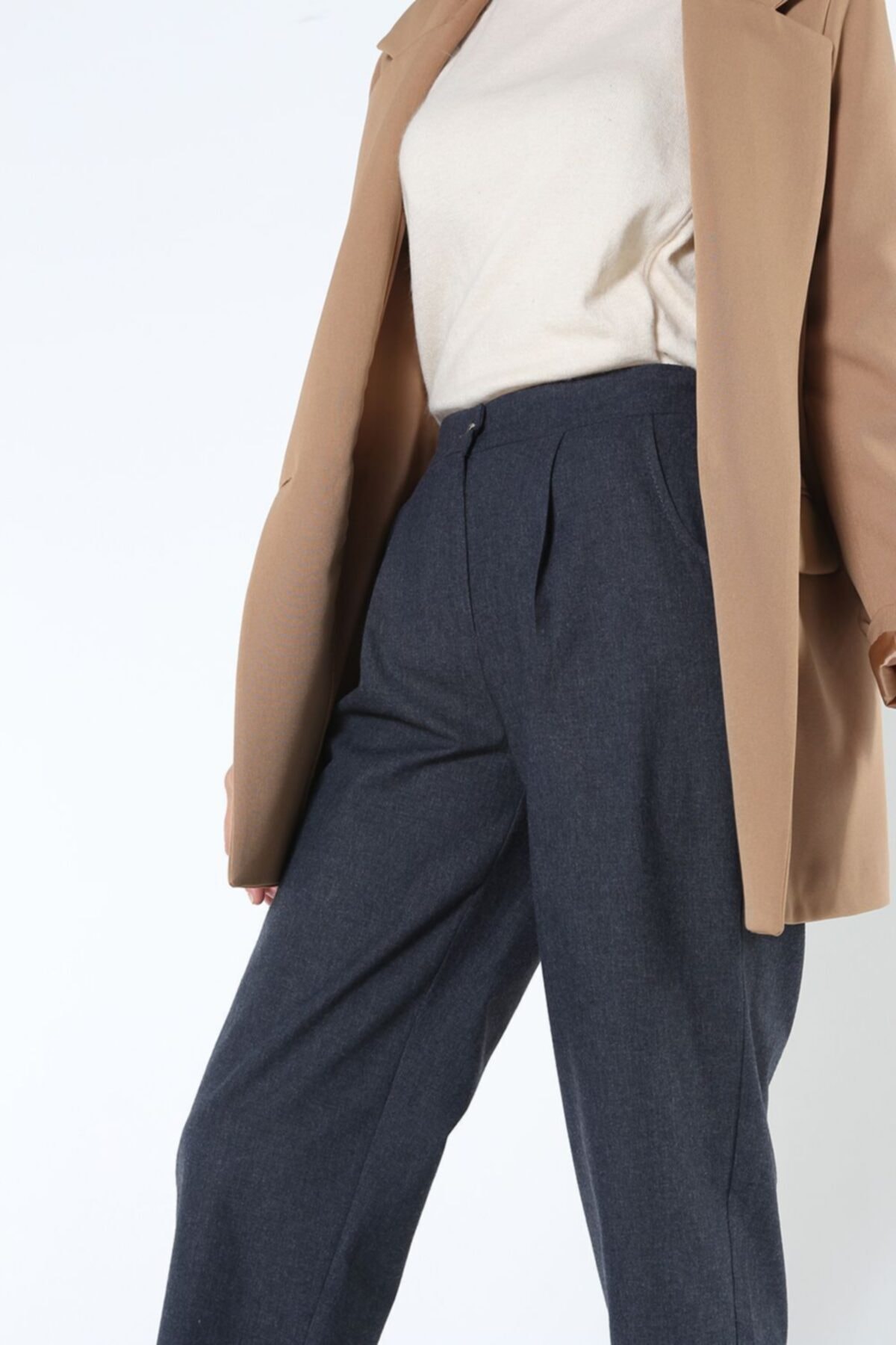 ALLDAY Koyu Lacivert Boru Paça Cepli Pantolon