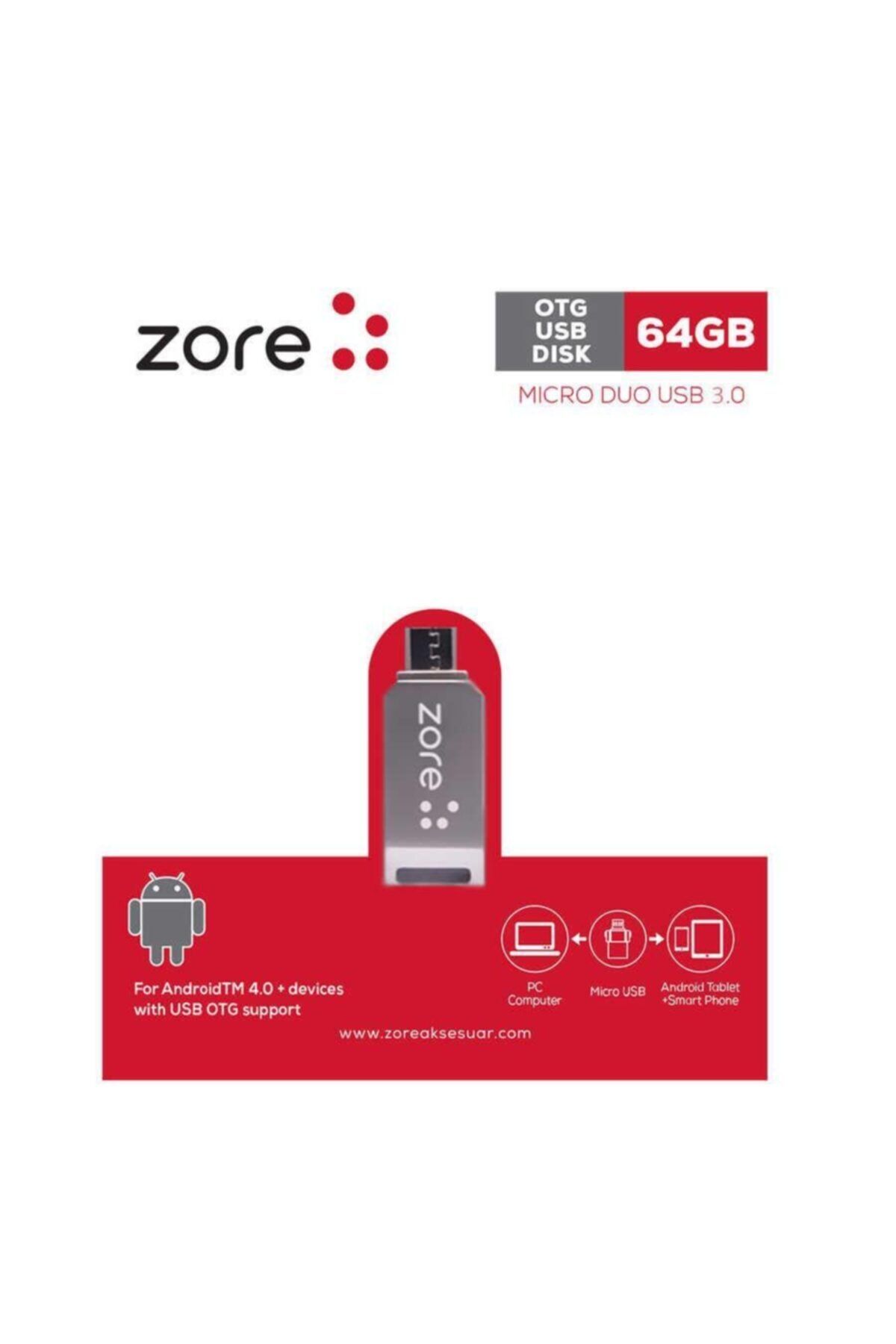 zore Micro Metal Otg 64 Gb Usb 3.0 Flash Bellek Mini Boy Hızlı Güvenilir