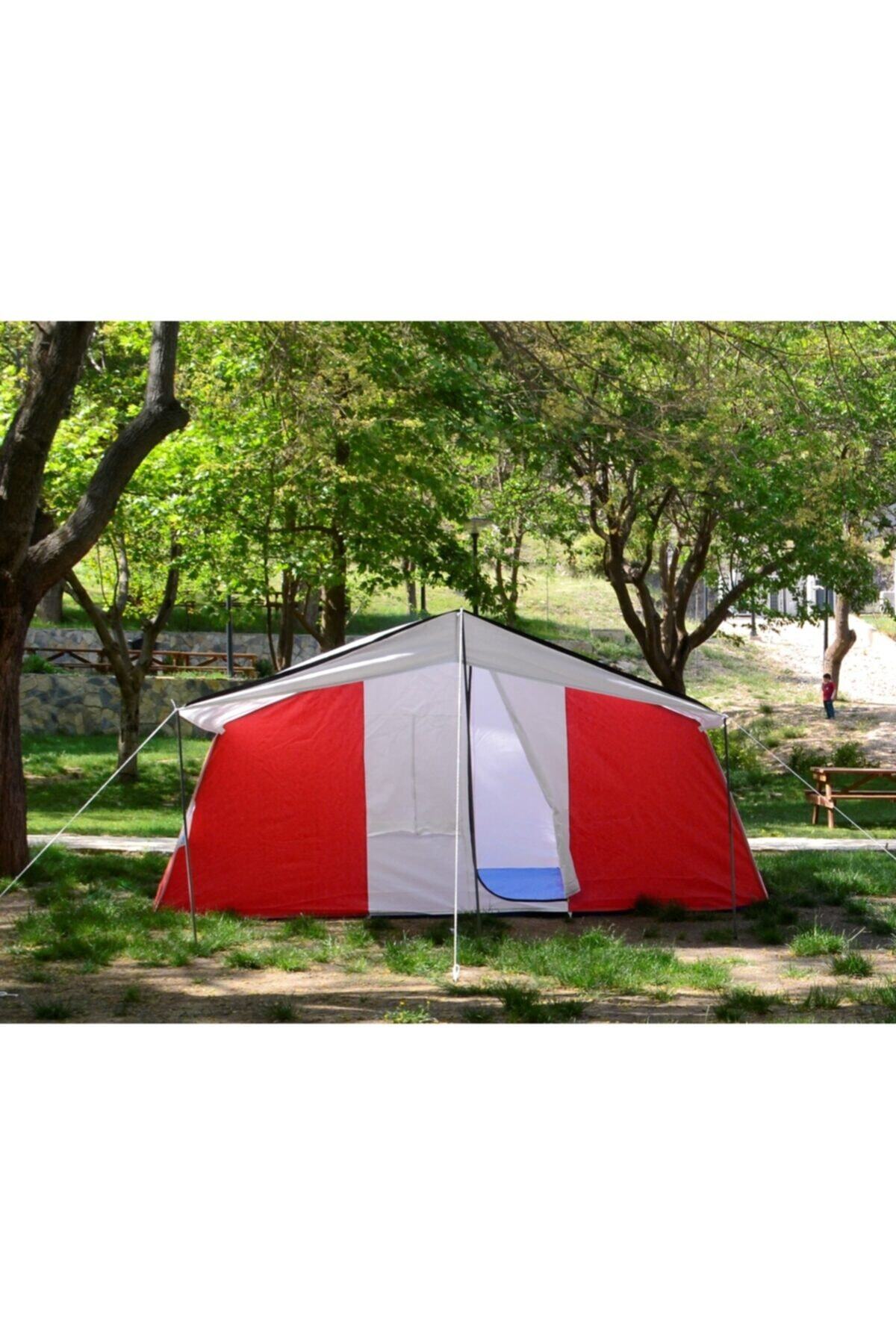 Tunç Aile Tipi 2 Oda 1 Salon 8-10 Kişilik Kamp Çadırı - Kırmızı