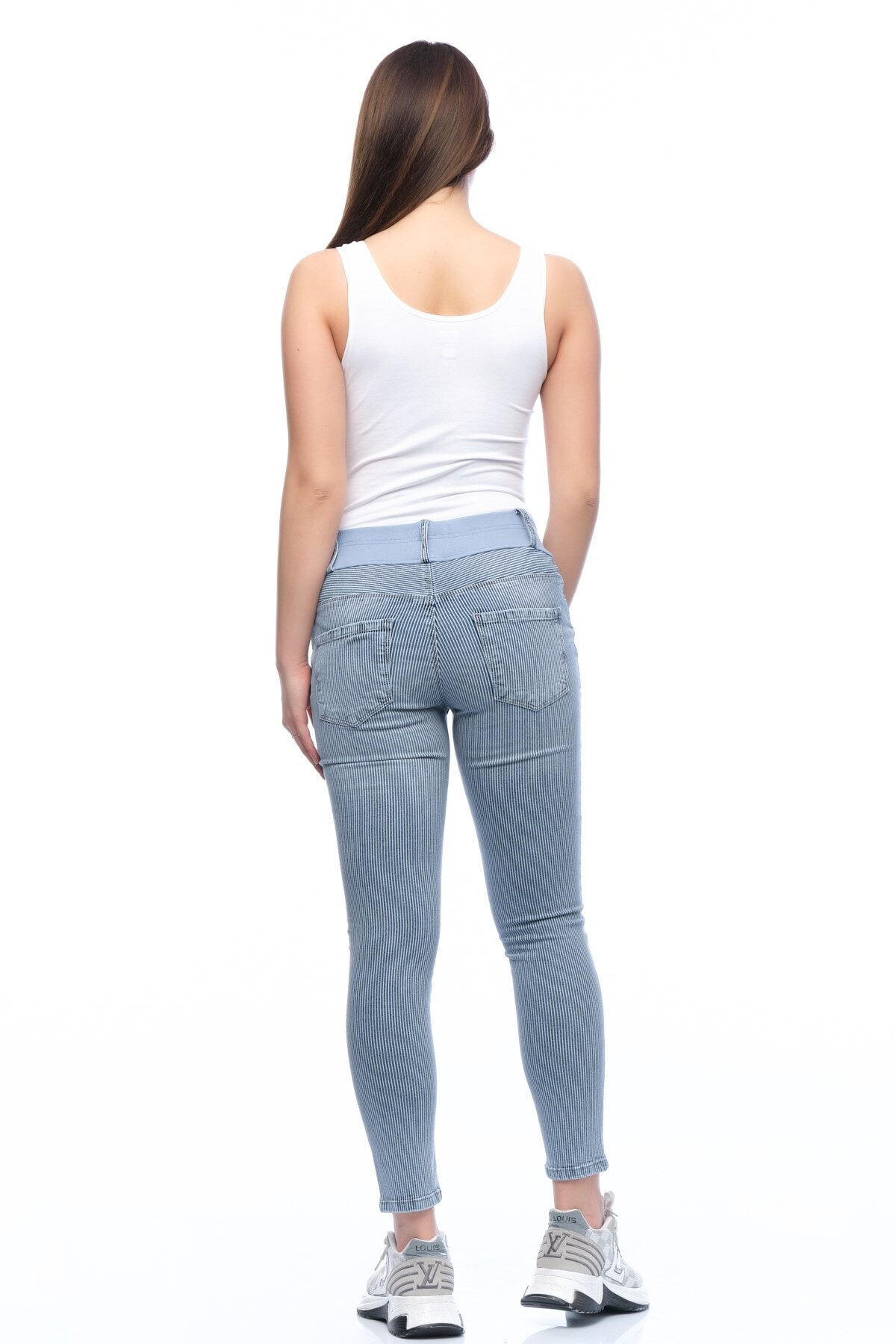 BUSA Hamile Çizgili Jean Skinny Mavi