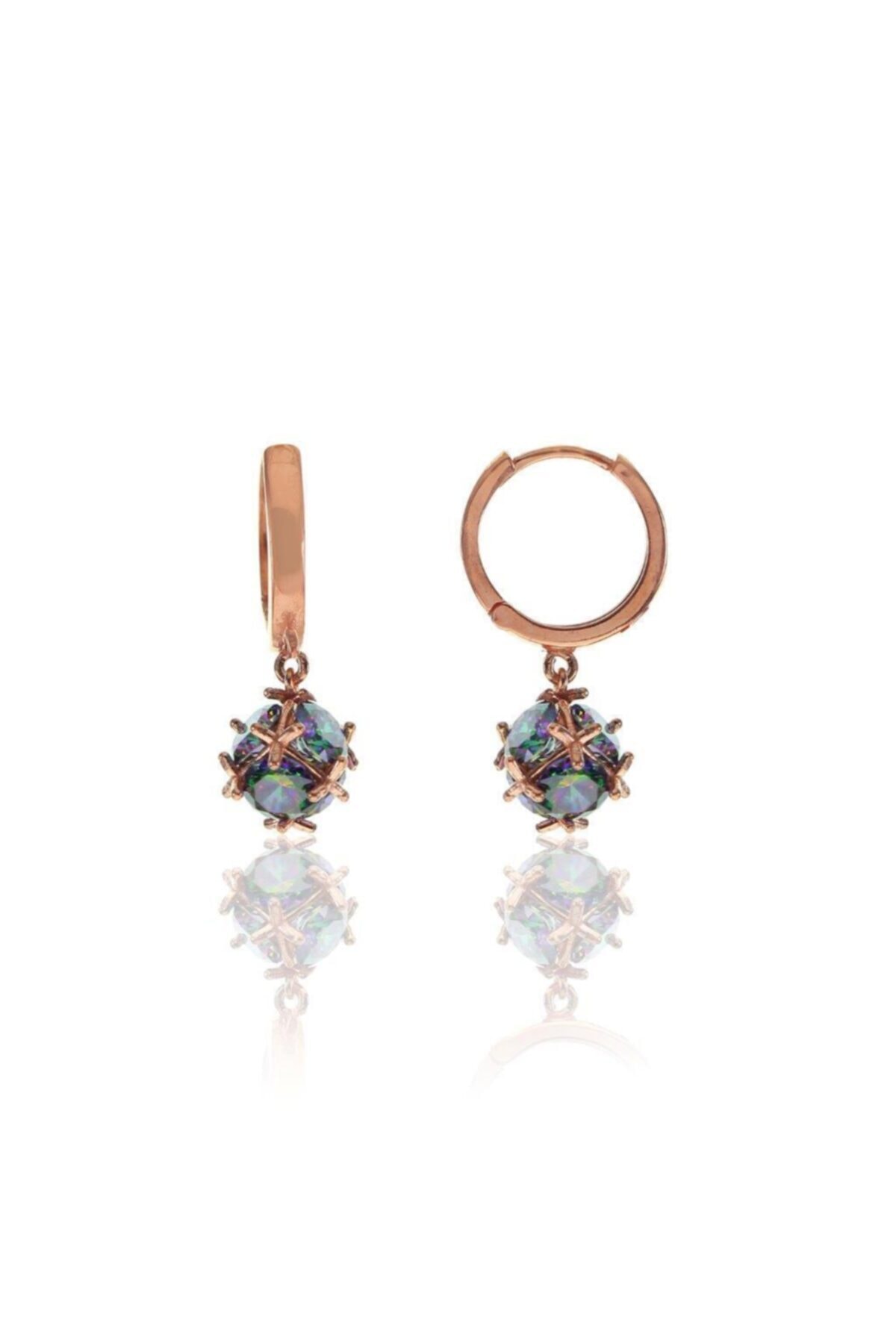 Söğütlü Silver Mistik Topaz Taşlı Top Küpe
