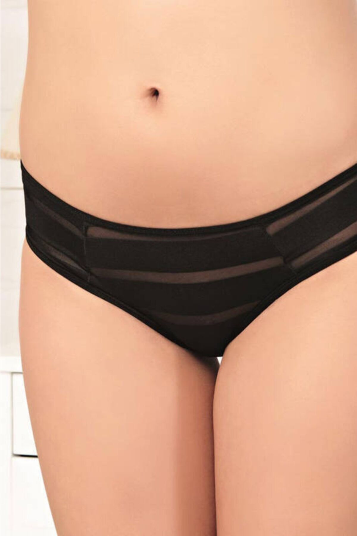 GALLİPOLİ Kadın Siyah Tül Detaylı Slip 5012