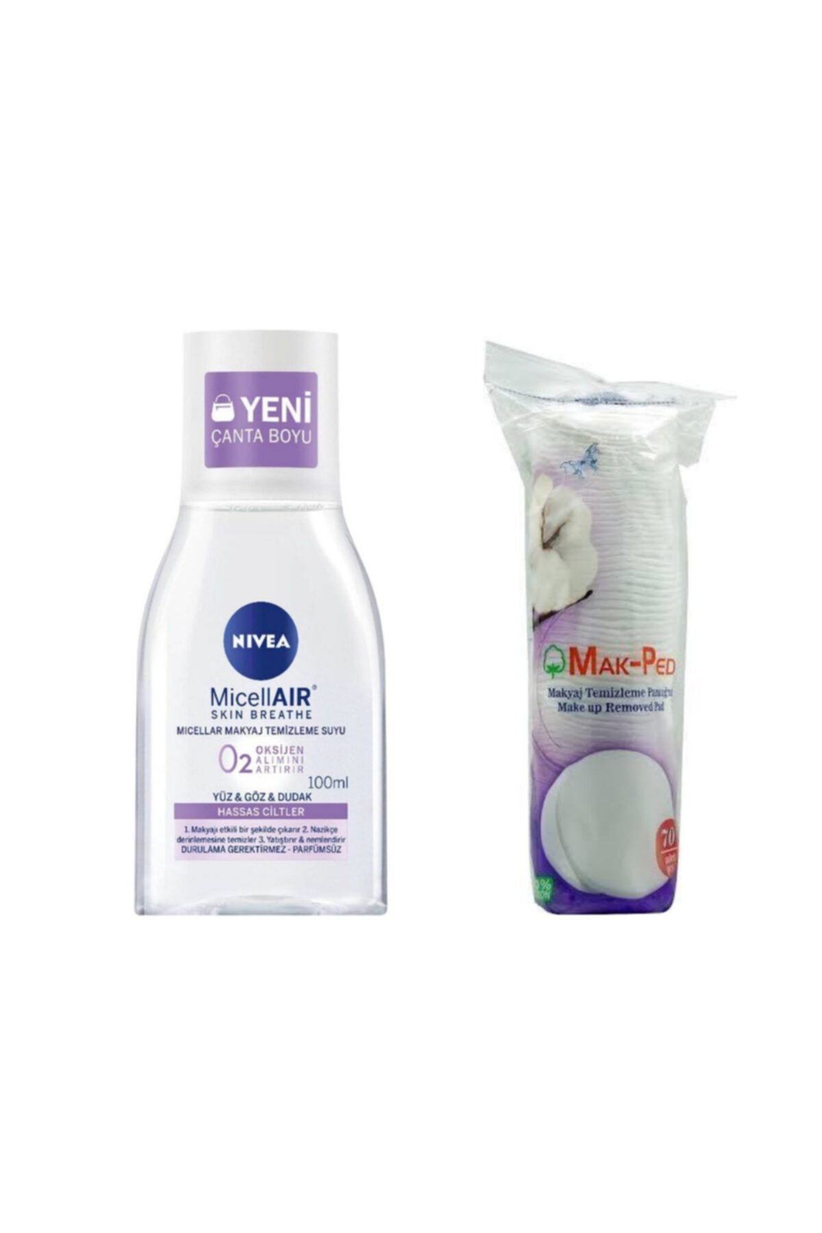Nivea Çift Etkili Göz Makyaj Temizleyici 125 Ml + Makped Makyaj Temizleme Pedi 70 Li