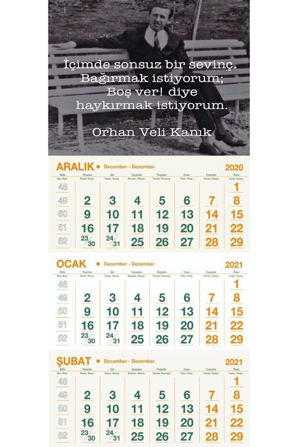 GENC DIJITAL BASKI Orhan Veli Kanık Gemici Takvimi