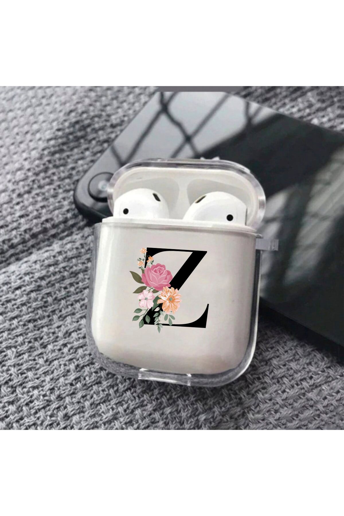 shoptocase Z Harfli Premium Silikonlu Şeffaf Airpod Kılıfı
