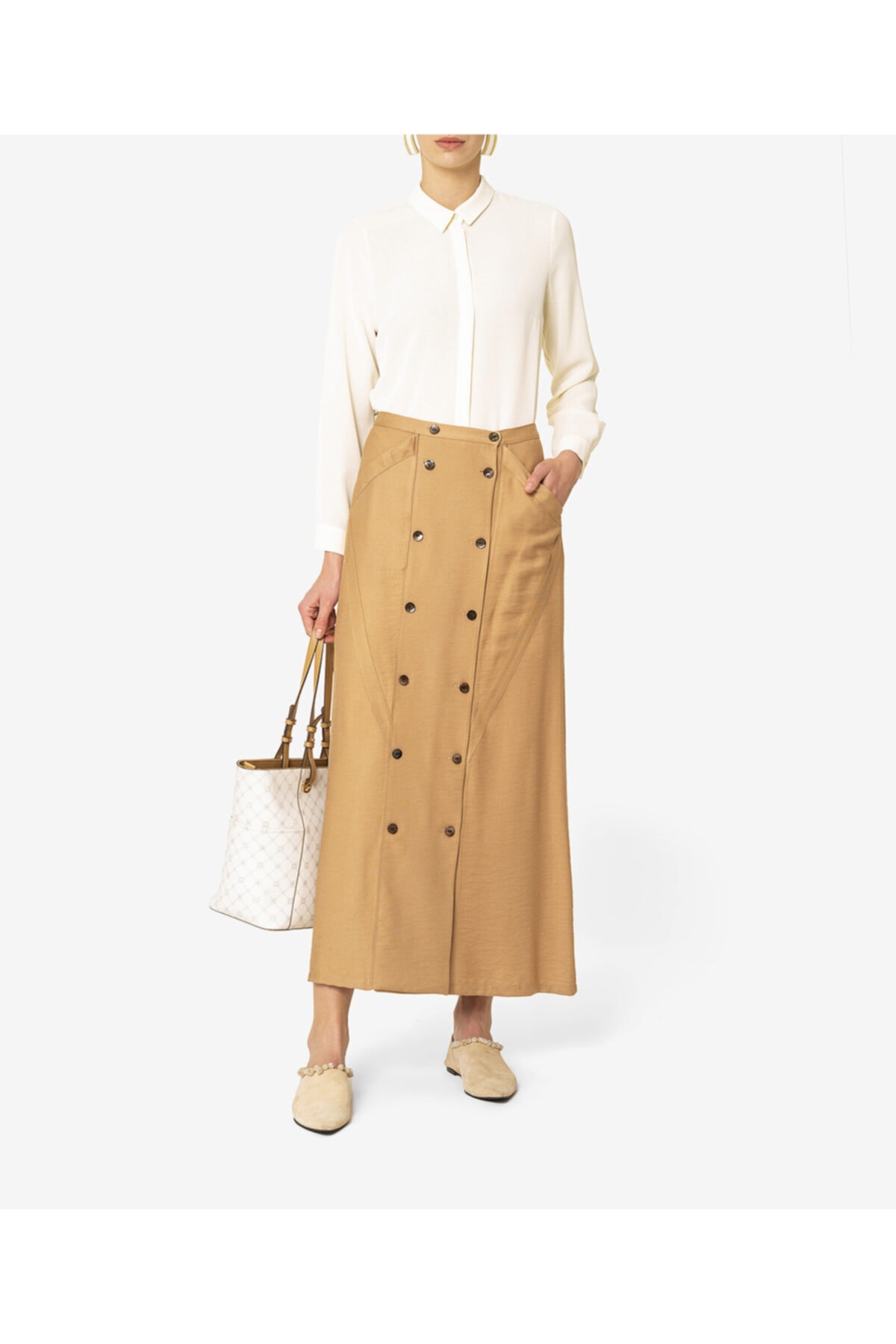 Aker Düğmeli Tarçın Etek T11969041