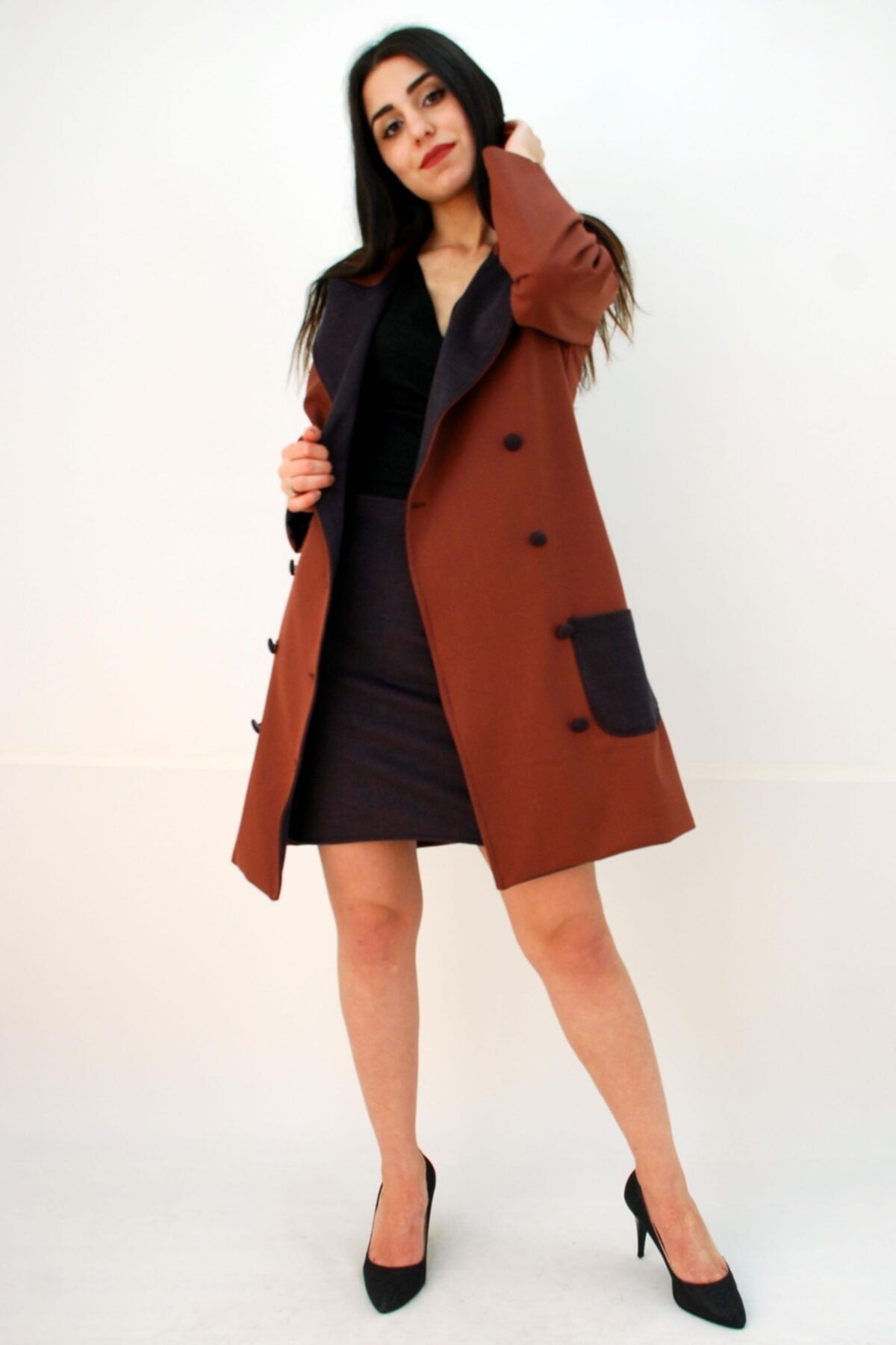 Elifim Moda Kruvaze Ceket Etek Takım