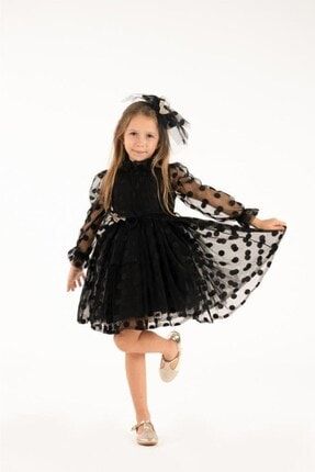 Minik Dolap Kız Çocuk Siyah Tokalı Abiye Elbise
