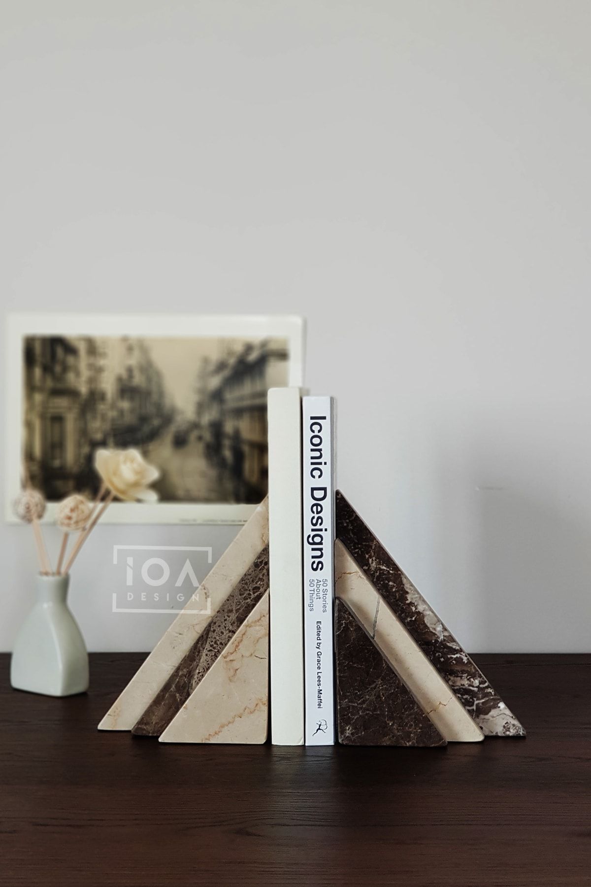 ioadesign Bilge Mermer Kitap Destekleri - Kitap Tutucu (2'li Set)