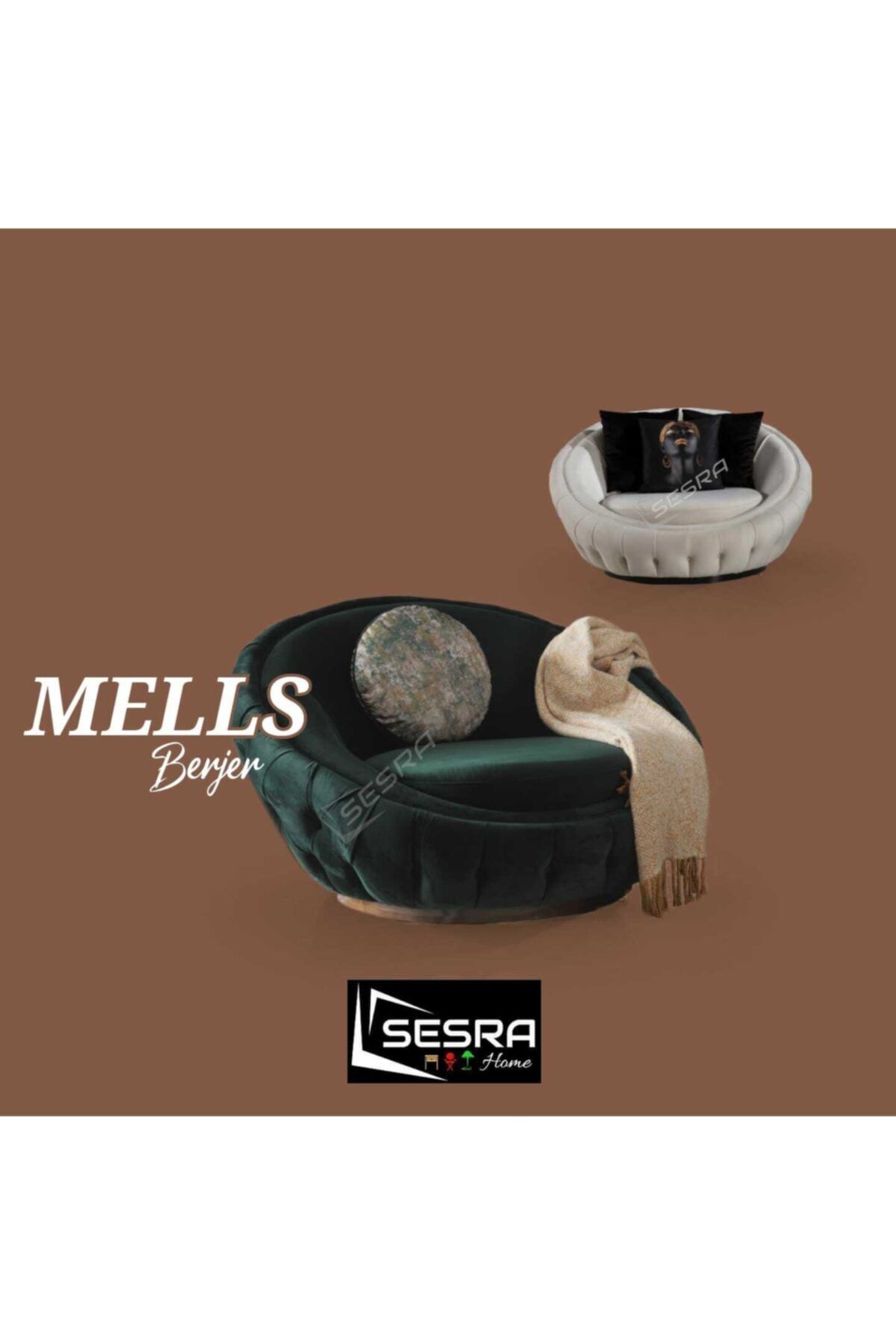 SESRA HOME Mells Döner Mekanizmalı Koltuk Berjer Kapitoneli (Zümrüt Yeşil)
