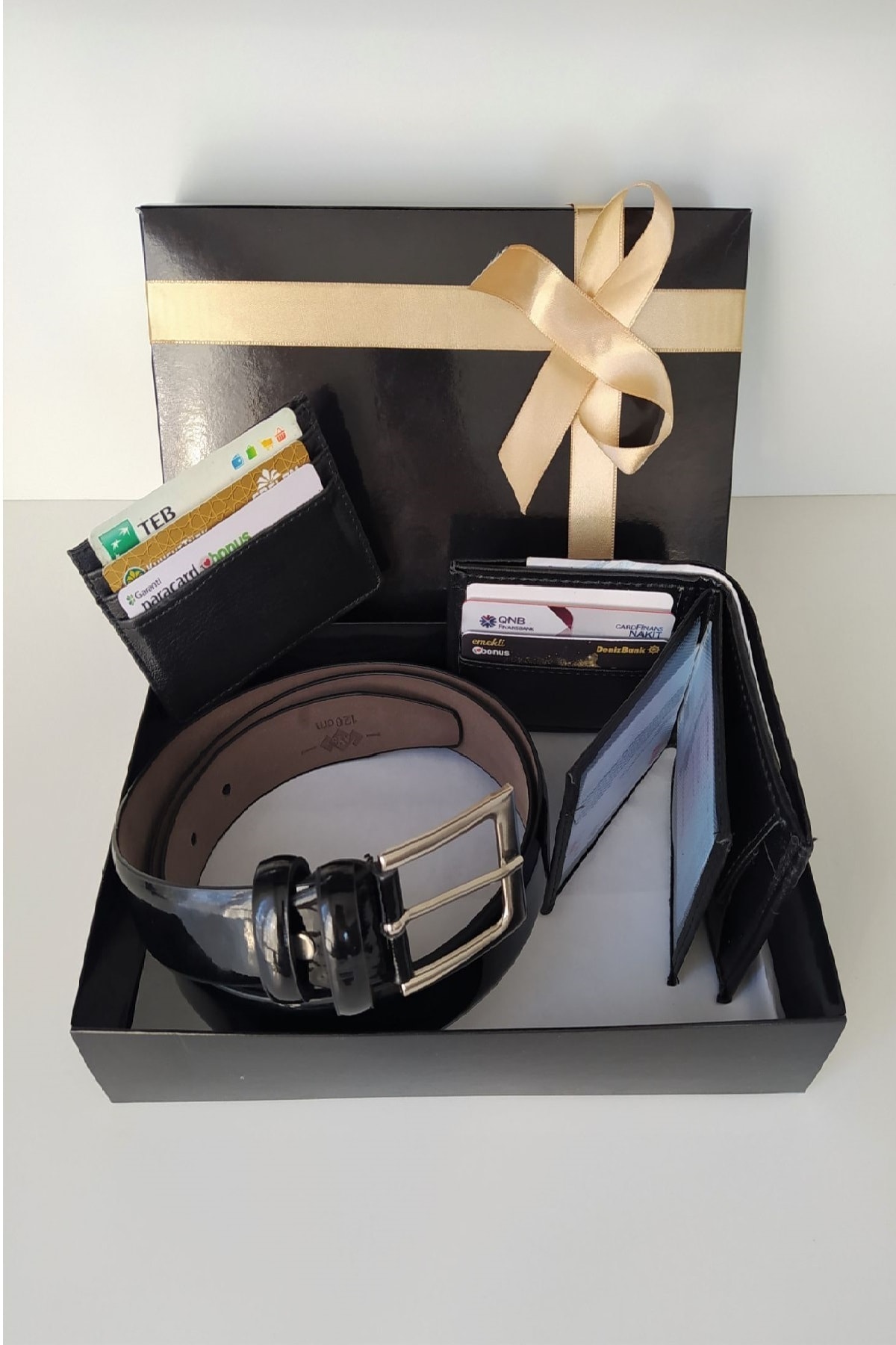 Glamor Aksesuar Erkek Premium Deri Cüzdan Rugan Kemer Kartlık Kutulu 3'lü Set Hediye