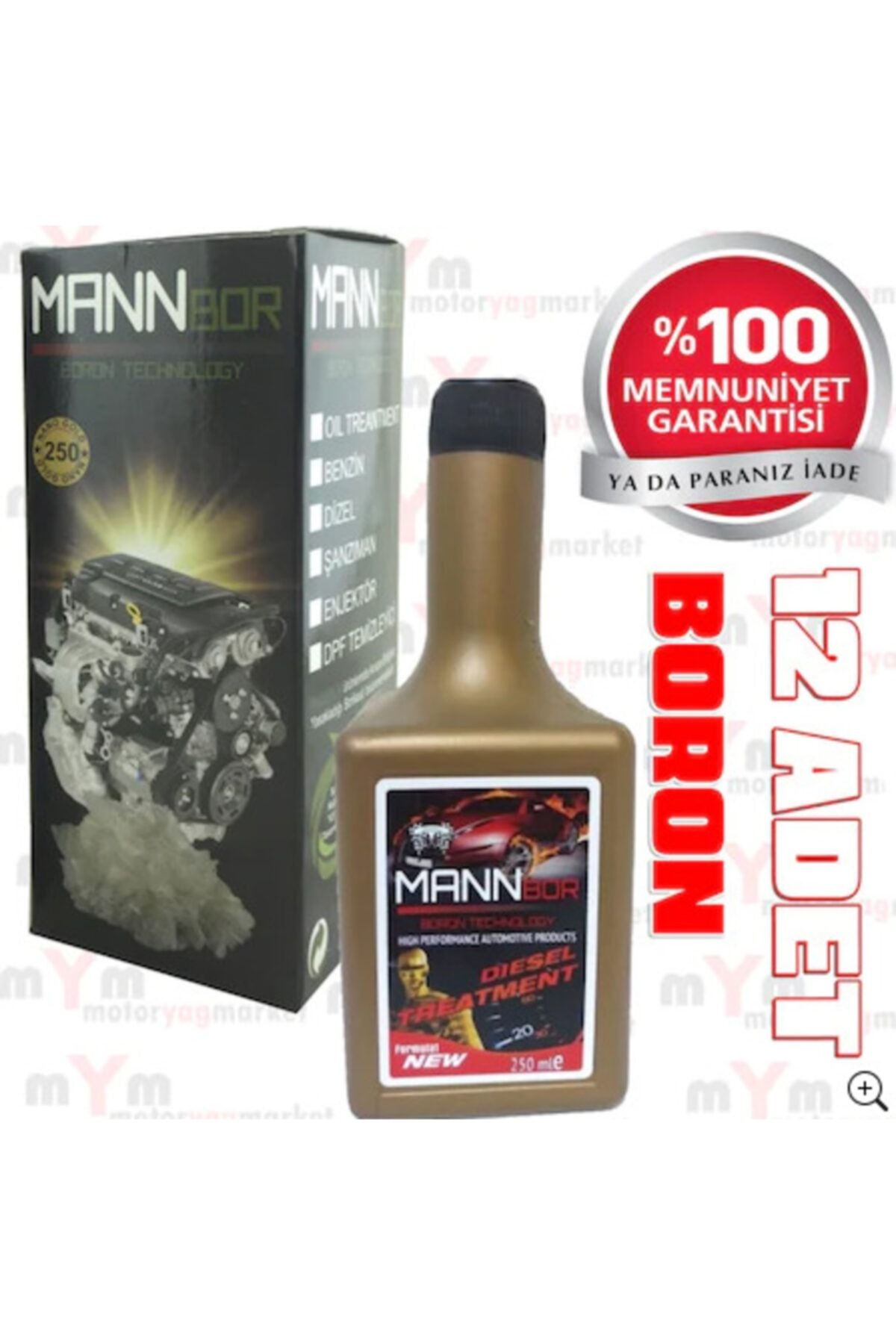 MANNBOR Boron Teknoloji Dizel Mazot Yakıt Katkısı 250ml X12 Adet