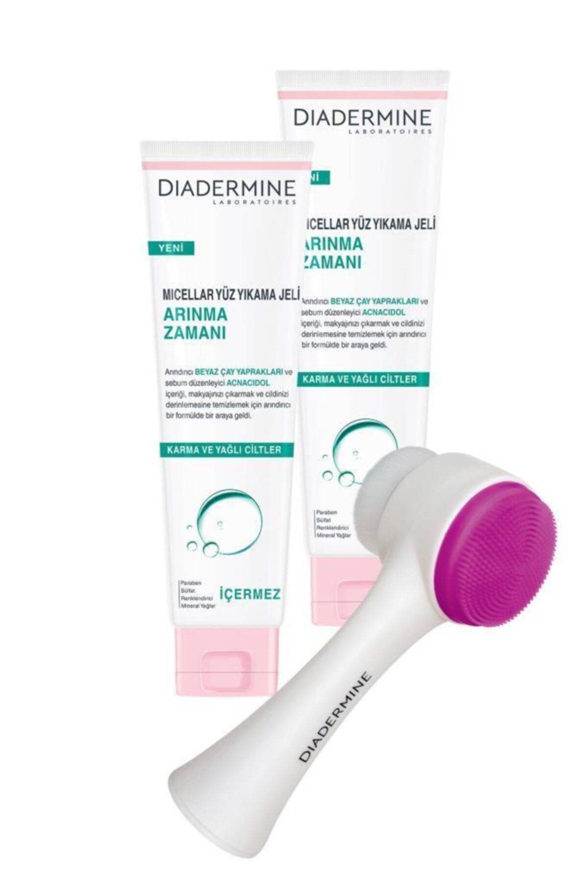Diadermine Micellar Yüz Yıkama Jeli Arınma Zamanı 150 ml X 2 Adet + Yüz Temizleme Fırçası