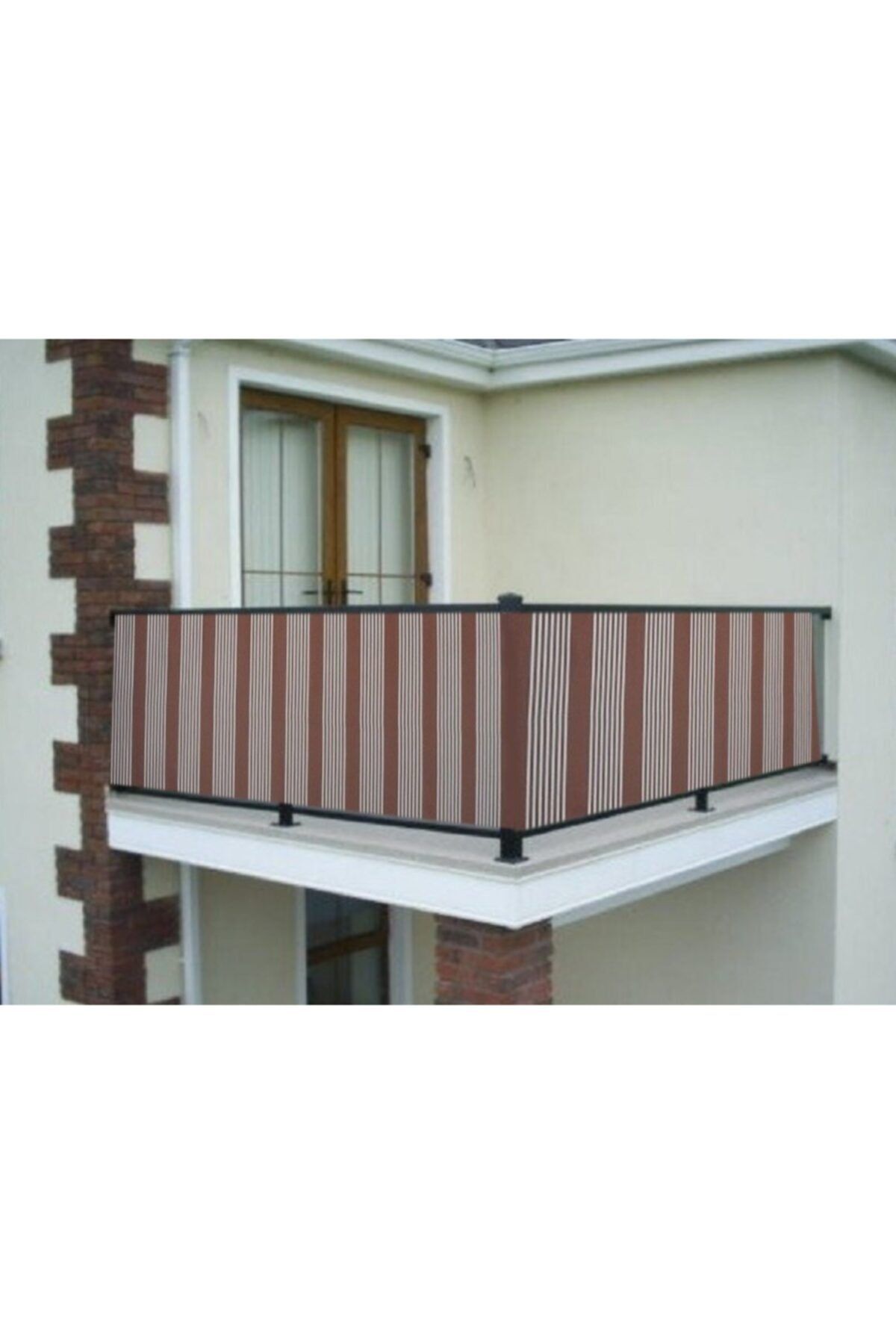 ceylan home Balkon Demiri Perdesi Bağcıklı Kahverengi Çizgili 750x80