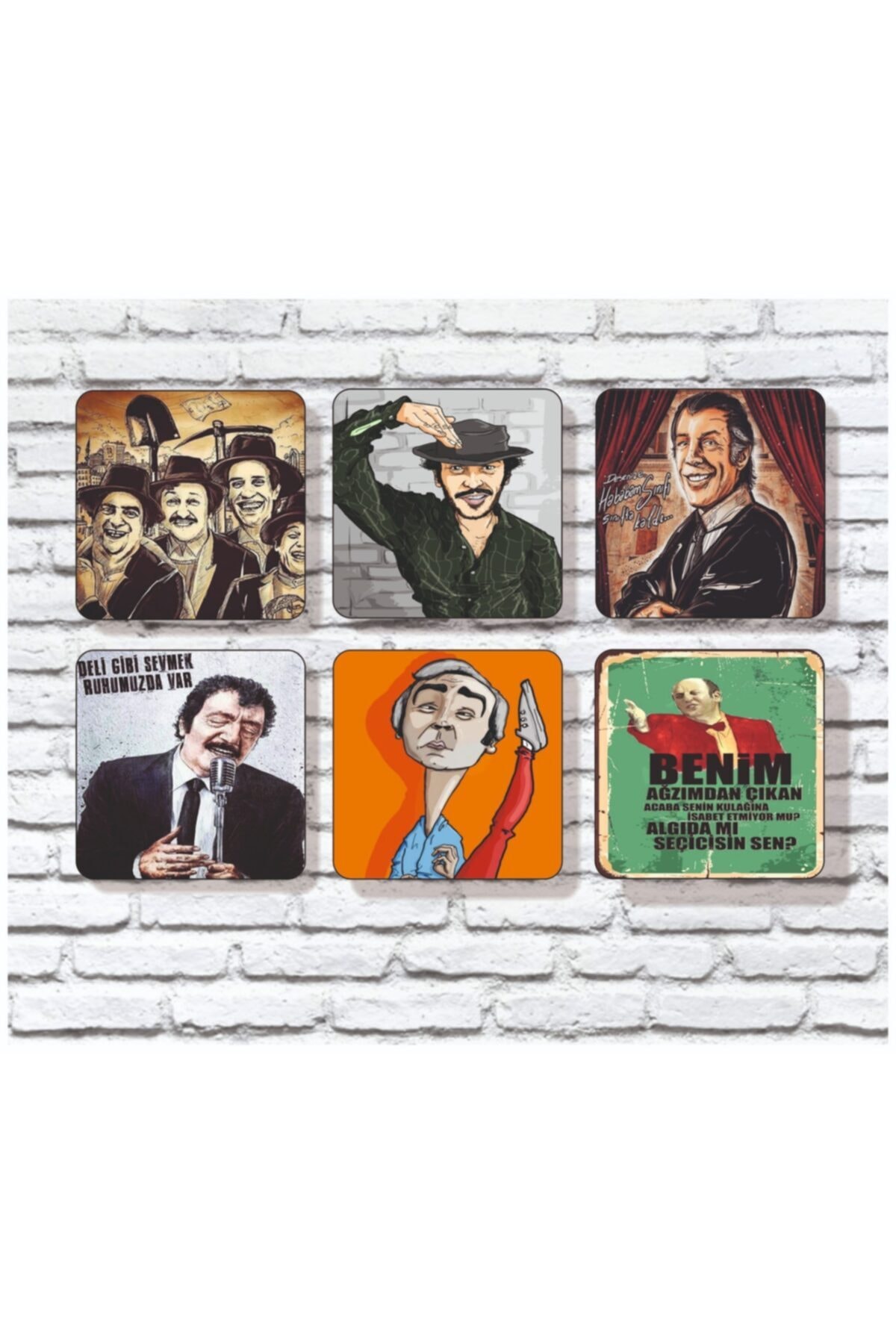 EMİR HEDİYELİK Şık Desenli Tahta Çay Bardağı Altlığı 6'lı