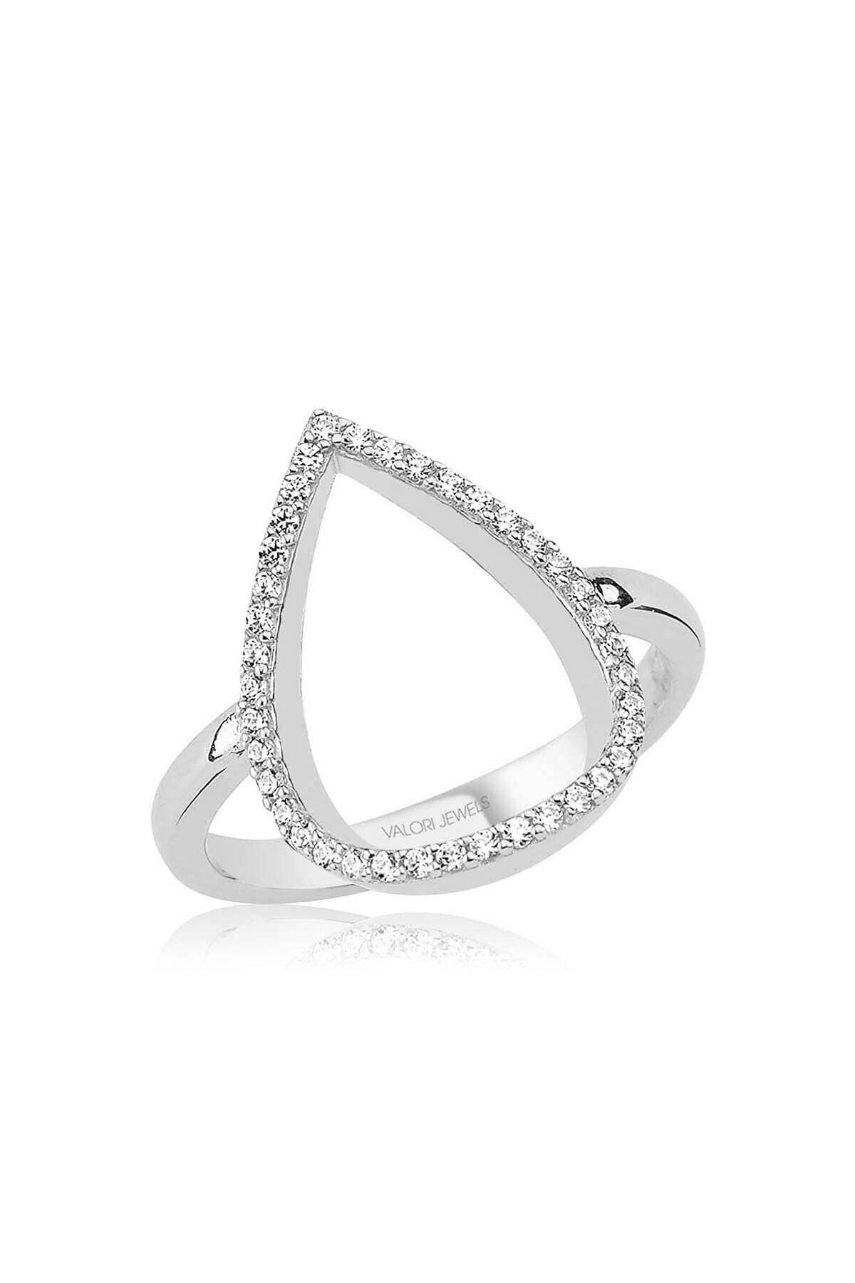 Valori Jewels Damla, Zirkon Beyaz Taşlı, Gümüş Yüzük