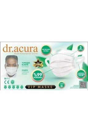 Dr. 50li Beyaz Yumuşak Elastikli 3 Katlı Meltblown Cerrahi Maske Image 0