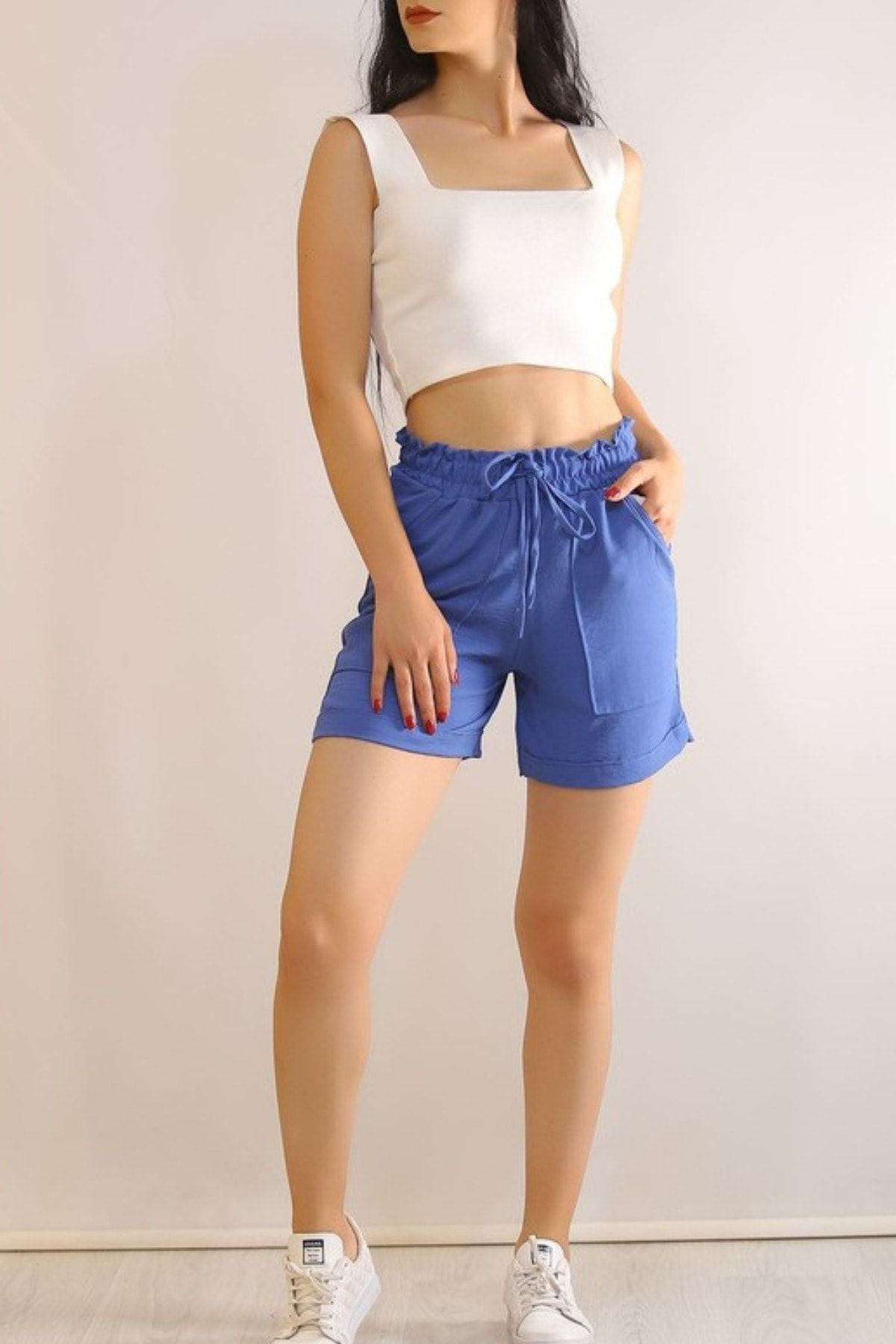 Dark blue high waisted shorts clearance