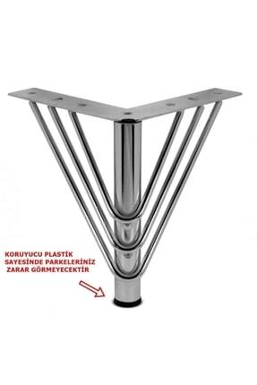 Üçgen Model Krom Metal Mobilya, Dolap, Koltuk, Kanepe, Tv Ünitesi Ayakları 20 Cm Metal (4 Adet) Image 0