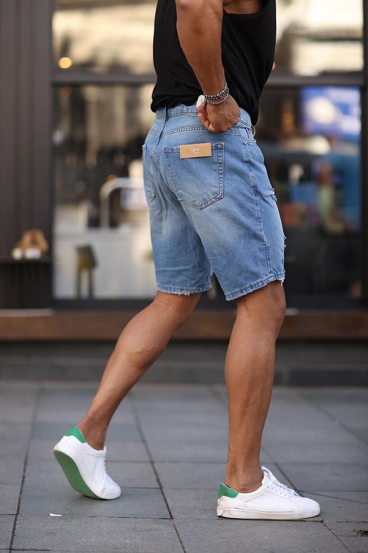NO61 Boyfriend Denim Capri Comfortable Ripped Denim Shorts Trendyol