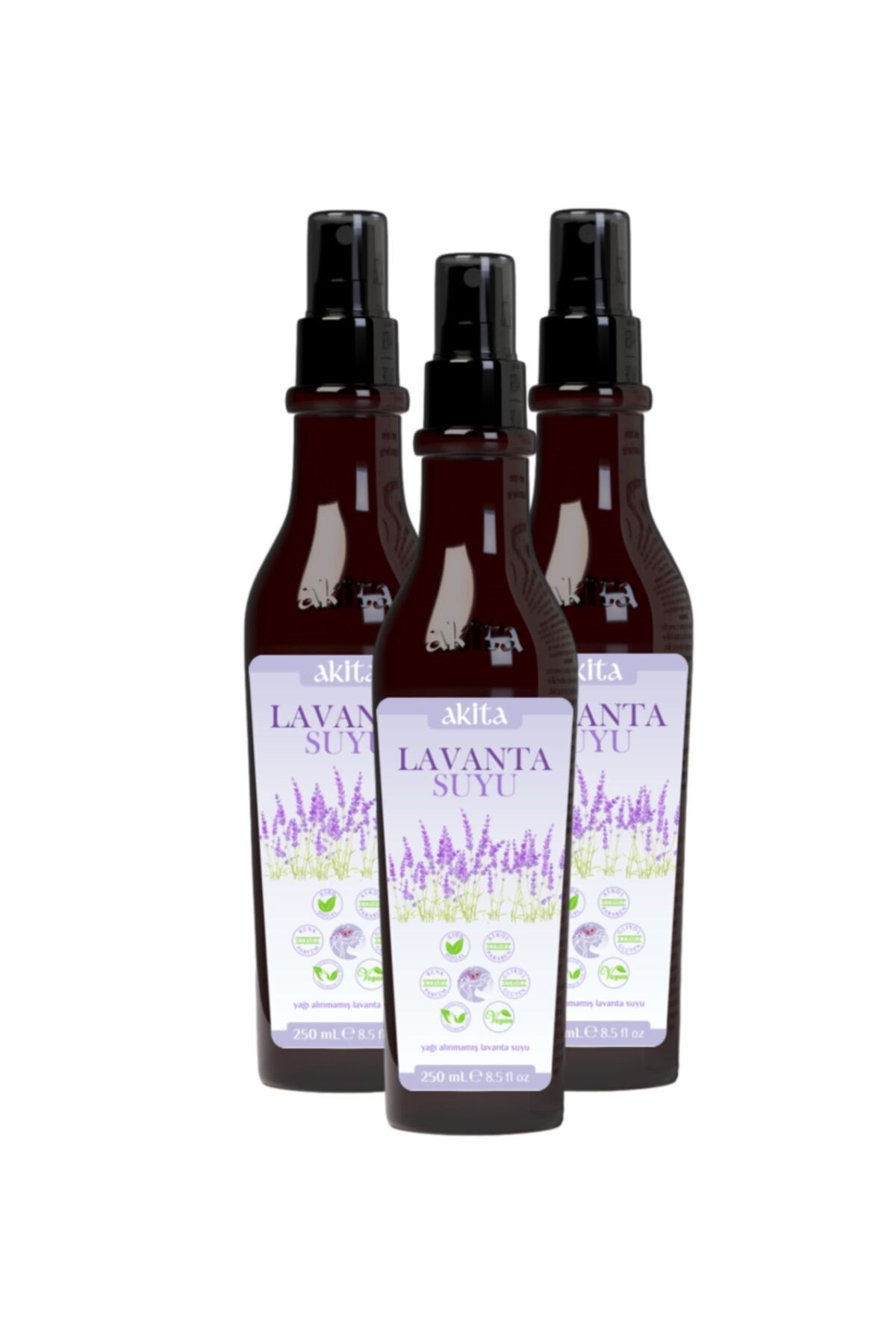 Akita % 100 Doğal Yağı Alınmamış Lavanta Suyu 3x250ml