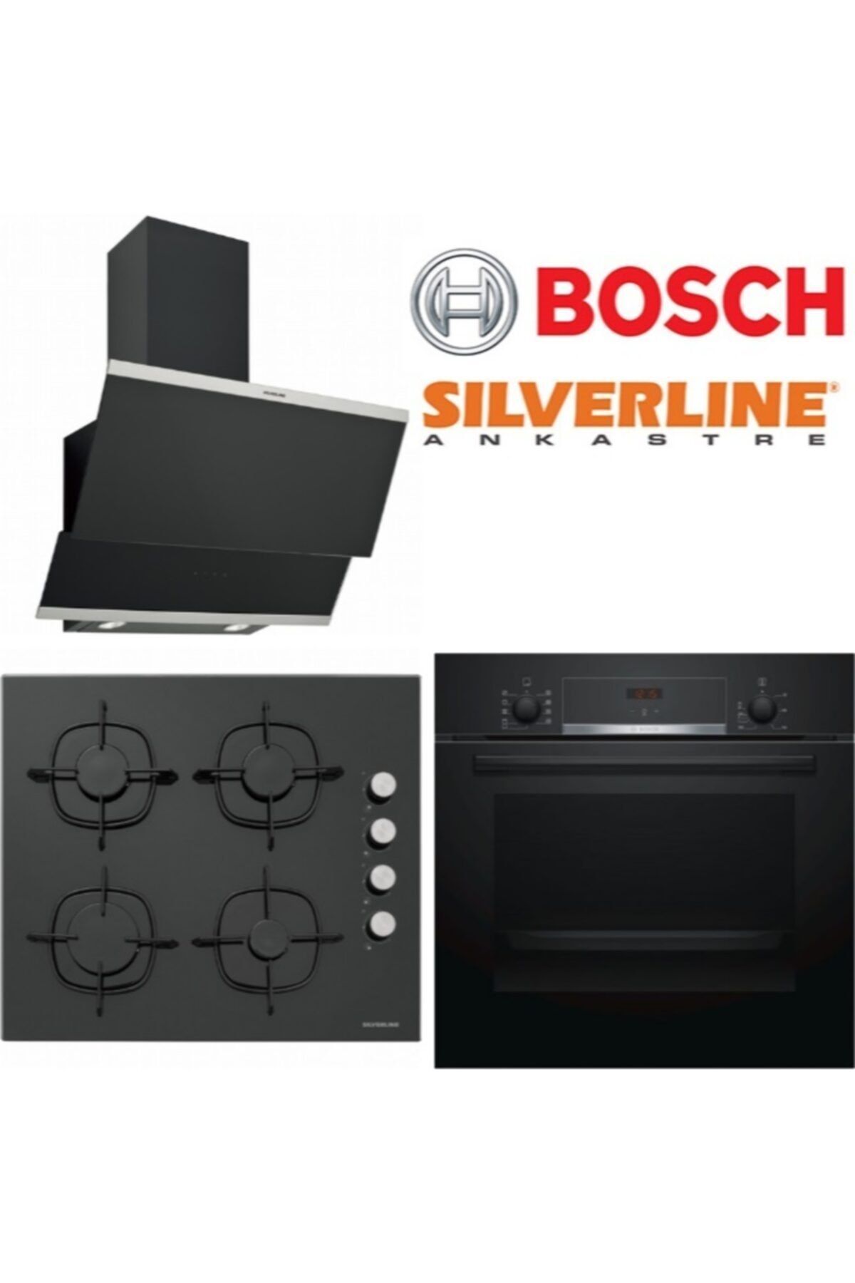 Bosch & Sılverlıne Karma Ankastre Set (Hbf534eb0t-cs5335b01-3420 Classy Siyah)