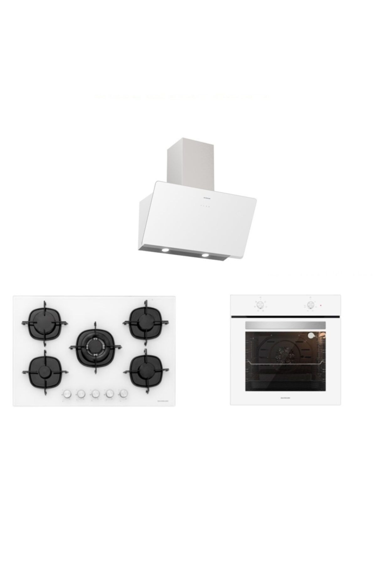 Silverline Beyaz Cam Ankastre Set 5 Yıl Garanti (3457 Soho 80+cs5365w01+bo6501w01)