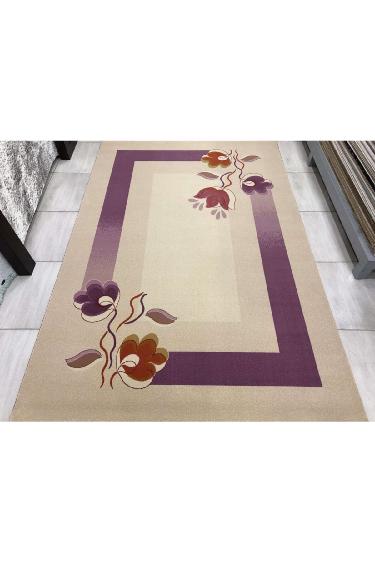 saray hali sembol 3133 leylak 200x300 krem leylak 6 m2 hali fiyati yorumlari trendyol