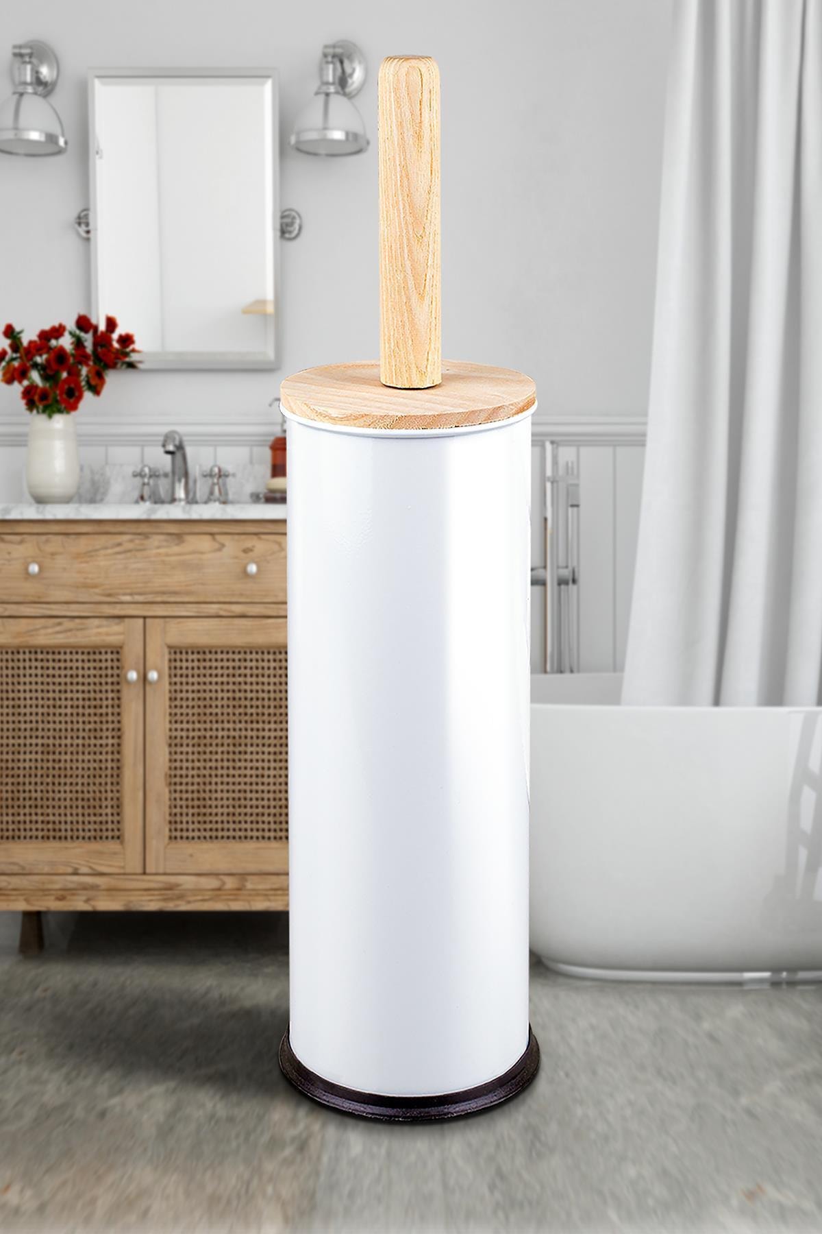 vipgross Bambu Saplı Metal Wc Fırçalık