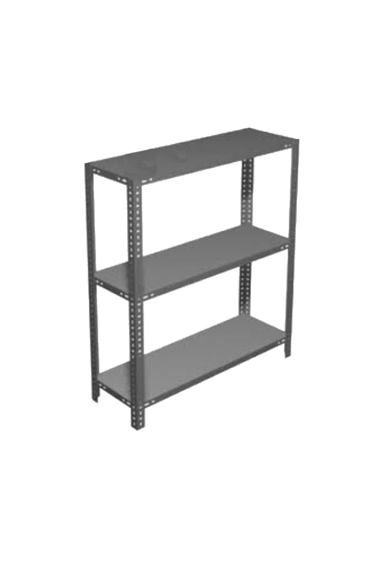 AçıkMağazam Güneyraf 3 Katlı Galvaniz Üzeri Fırın Boya Gri Çelik Raf Arşiv Depo Kiler Rafı 31x75x100