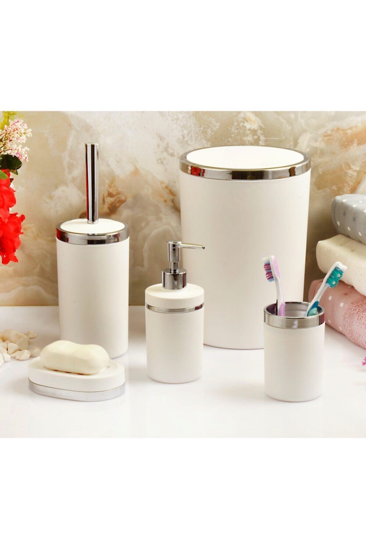 İmera Soft Beyaz Gümüş Banyo Seti 5 Parça
