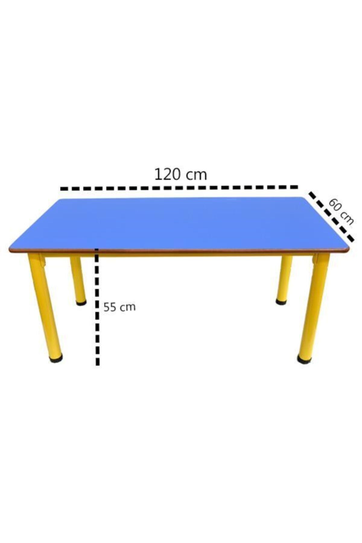 Temel Çocuk Çalışma Masası Kreş - Anaokulu Ahşap Etkinlik Masası (mavi)