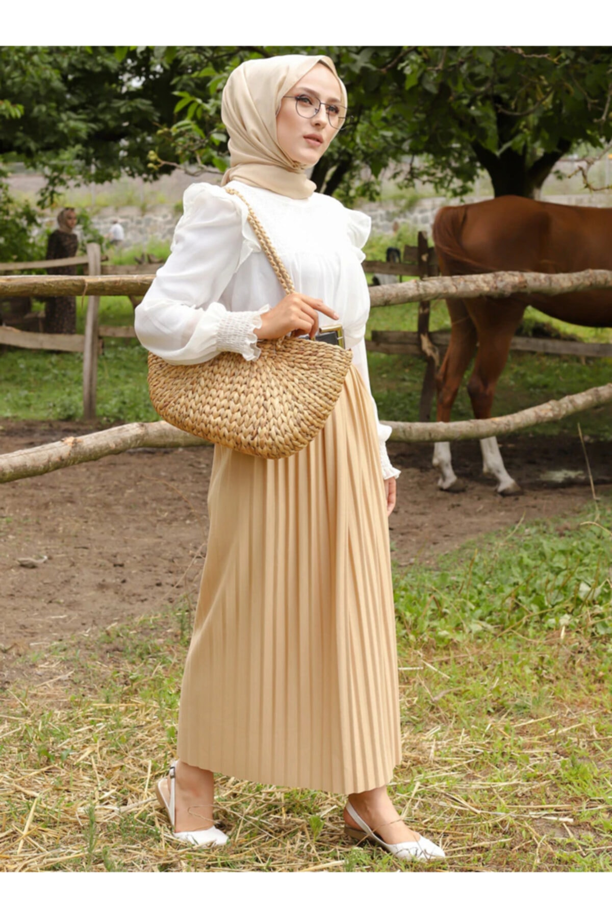 TOFİSA Kadın Vizon Piliseli Etek