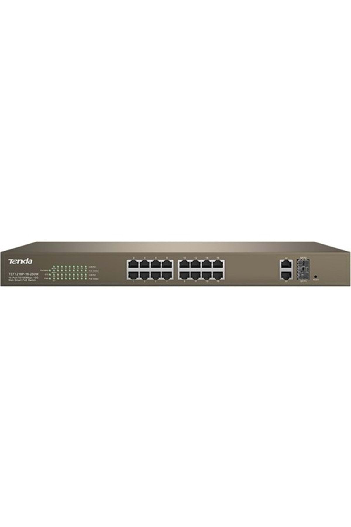 tenda 16port 250w Full Poe Tef1218p 10/100/ 2x1000 2x Sfp Yönetilemez Switch