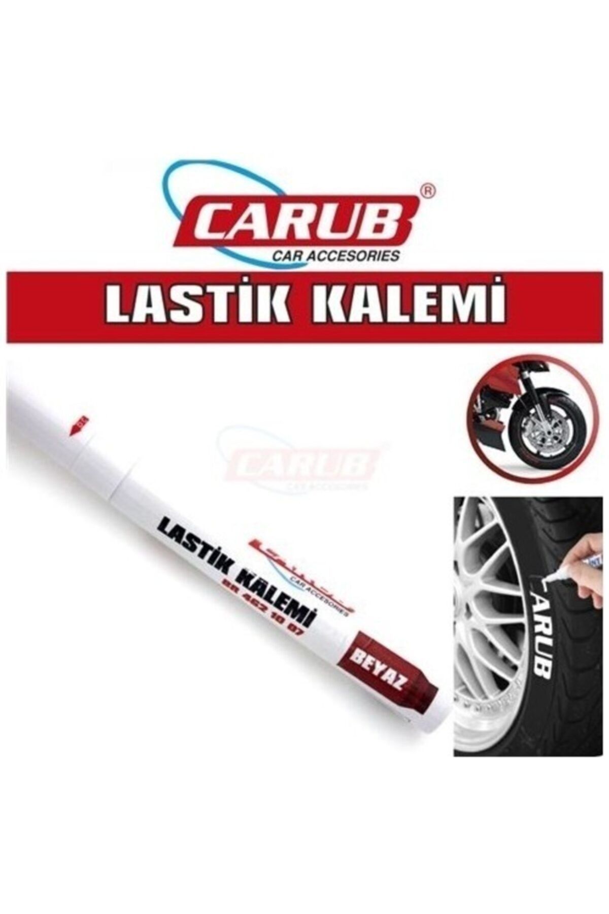 ŞüsCarOto Carub Lastik Yazma Kalemi Lastik Boya Kalemi Beyaz